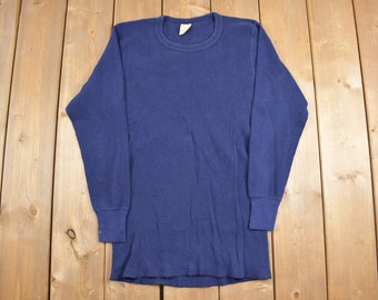 Sweat Femme Vintage Années 80 - Bleu, Col Boutonné, Manches Longues, Taille L