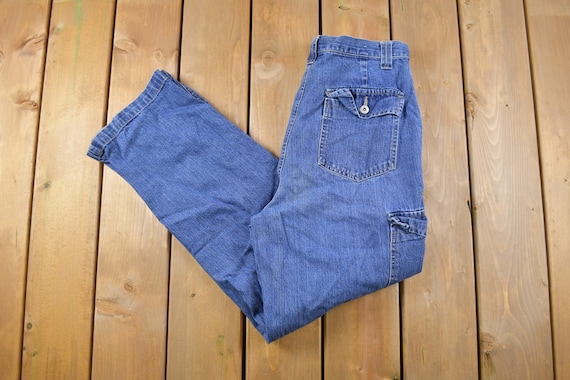 Vintage 1990s Bill Blass Cargo Denim Jeans Size 3… - image 1