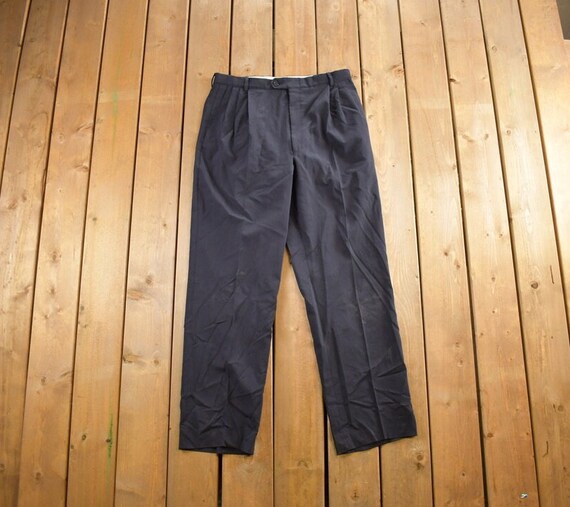 Vintage 1990s Black Dress Pants Size 34x30/ 1990s Wool Pants