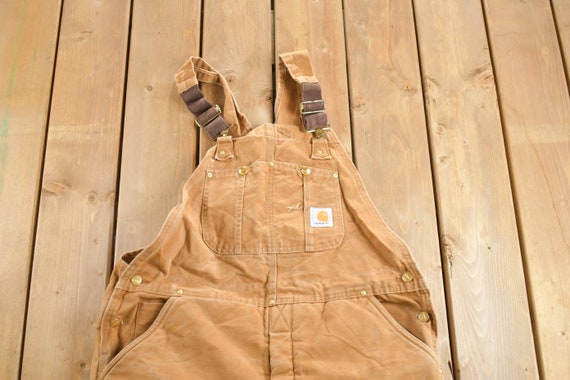 Vintage 1990s Carhartt Beige Double Knee Canvas Quilted