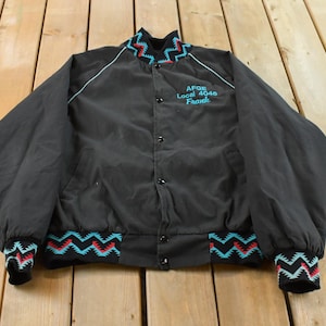 ヴィンテージ 1990年代 AWS ジャケット アステカ ジャケット メンズ XL / ウエスタン ネイティブ / ジップアップ コート / 90年代 ジャケット / 秋のアウター / AFGE Local 4046