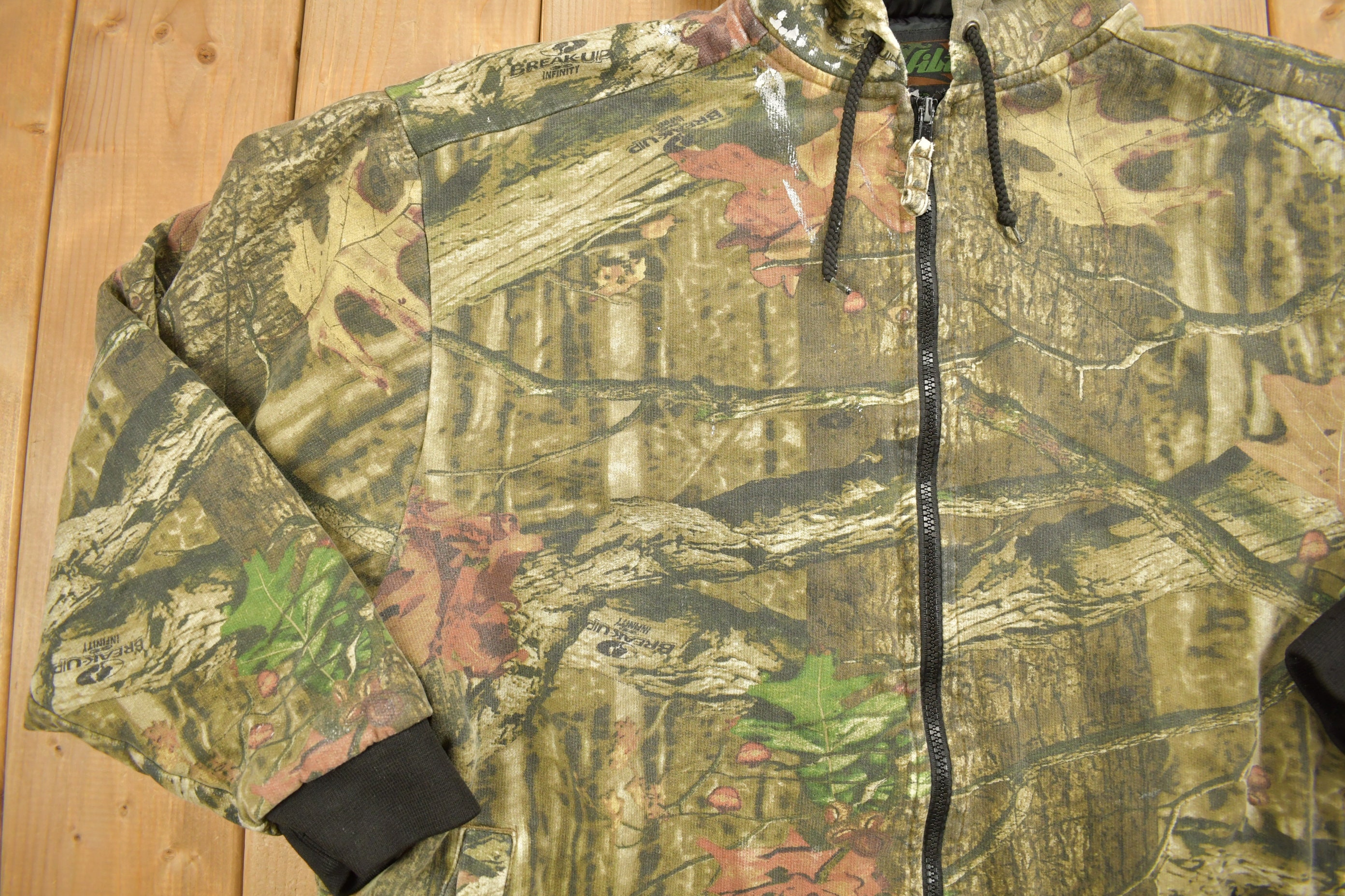 Vintage 1990s Liberty Camo Zip up Graphic Hoodie / 90s