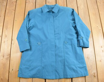 Vintage 1990s London Fog Trench Coat / Rain Jacket / Winter Outerwear / Streetwear Fashion / Full Length / Long Jacket / Blue Trench Coat