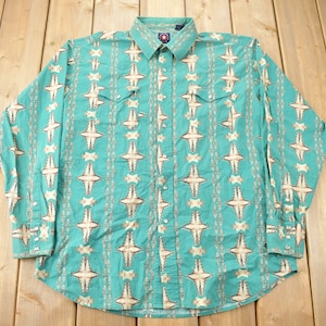 Vintage 90er Jahre Western Western Western Cowboy Shirt / 1990er Jahre Hemd / Cowboy Shirt / Navajo / 1990er Jahre Hemd