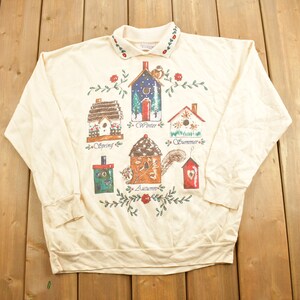 Vintage 1990s Birdhouse Themed Crewneck Sweatshirt / 90s Crewneck / Vintage Bird Sweater / Streetwear / Fall / Winter / Spring / Summer