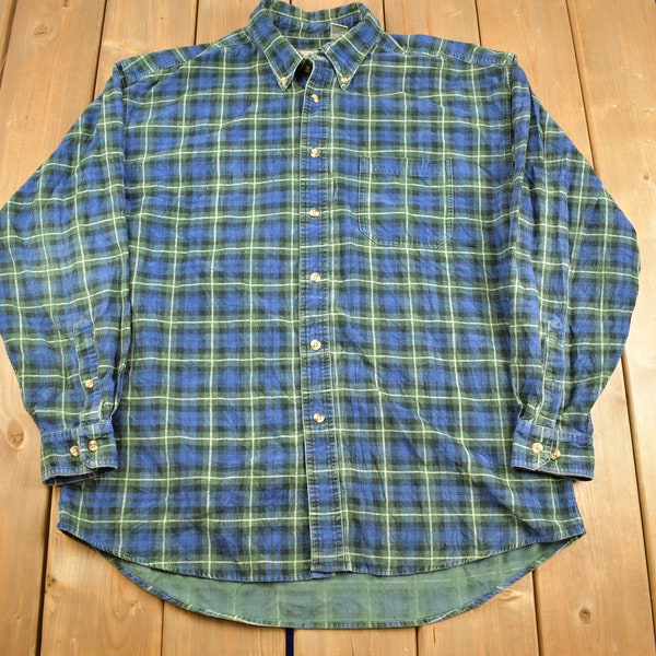 Vintage 1990s G. H. Bass & Co Plaid Flannel Button Up Shirt / 1990s Button Up / Vintage Flannel / Plaid Shirt / Button Down / Flannel Shirt