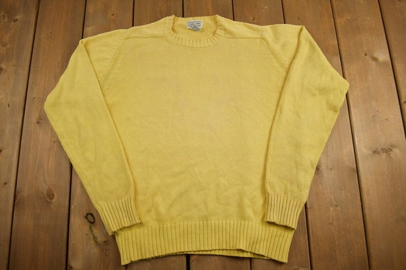 Vintage 1990s Claybrooke Yellow Knit Crewneck Swe… - image 1