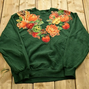 Vintage Nature Food Crewneck / Made in USA / 90s Crewneck / Pumpkins / Vintage Sweatshirt / American Streetwear / Pullover Sweatshirt