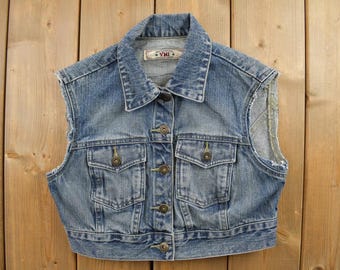Vintage 1990s Ymi Denim Sleeveless top / Sleeveless Denim Jacket