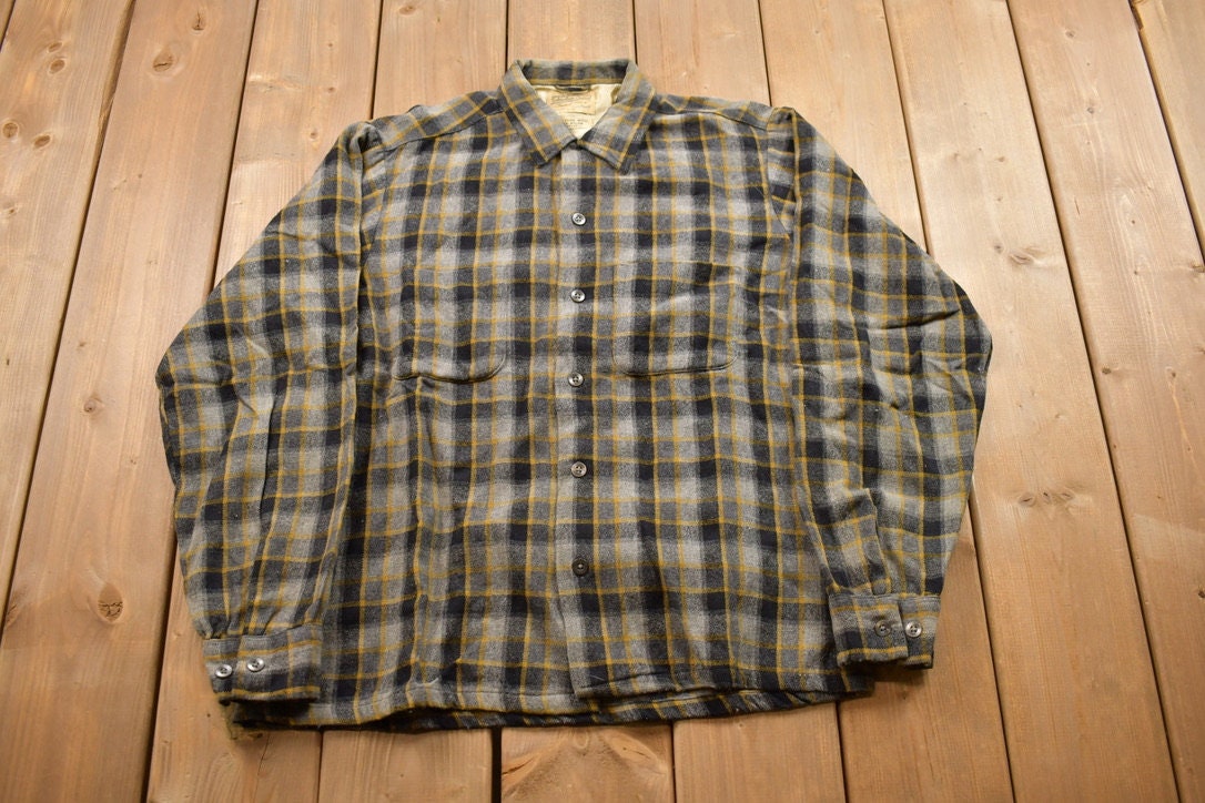 Vintage 1990s Single Needle Wool Plaid Flannel Button up Shirt - Etsy