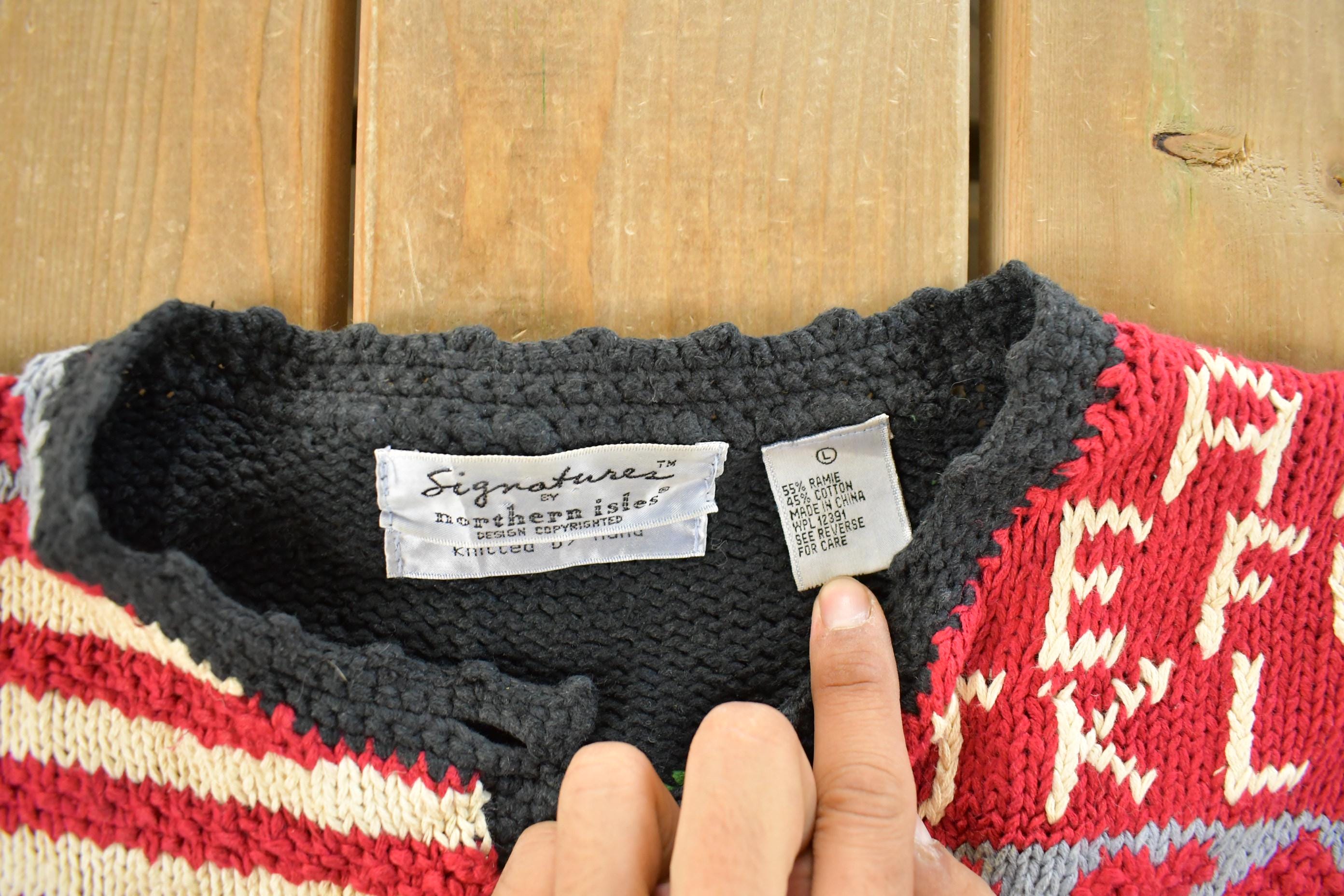 Vintage 1990s Signatures by Northern Isles Farm Hand Knit Cardigan 