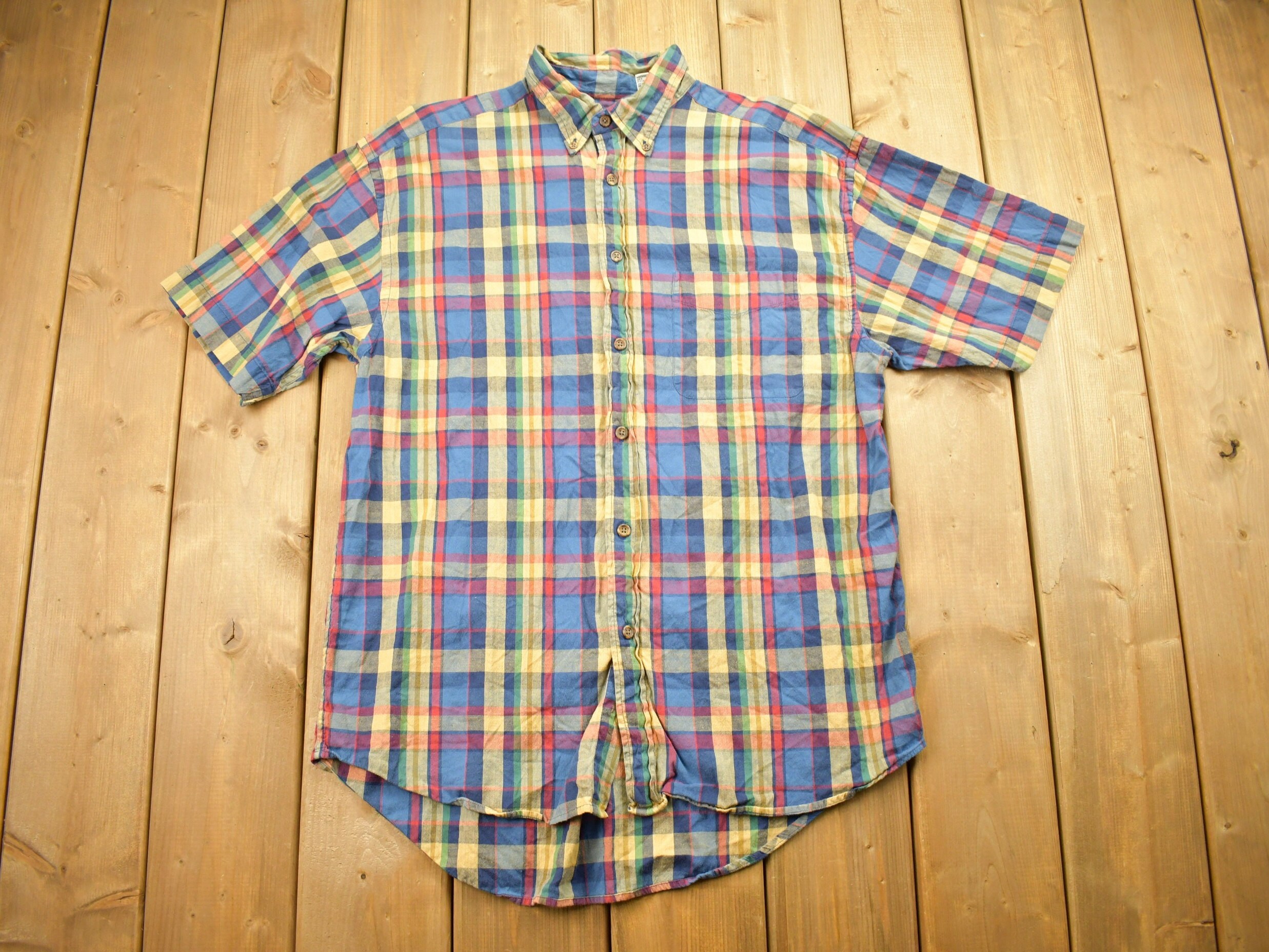 トップス 1990s old gap flannel check shirt 90s Gap Plaid Flannel Shirt, True 1990s Vintage Two Pocket