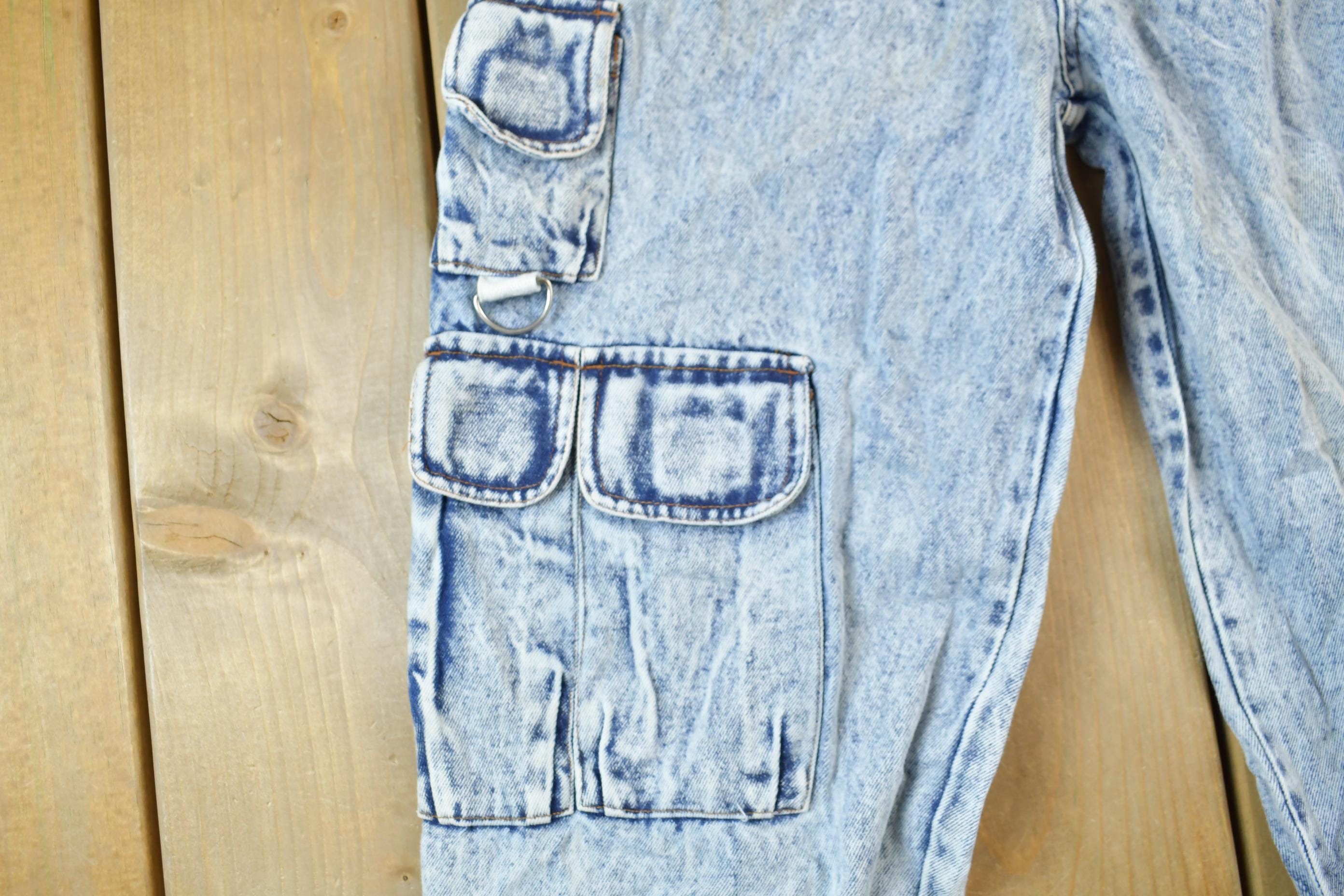 Vintage 1980s Weekends Acid Wash Cargo Jeans Size 30x 30