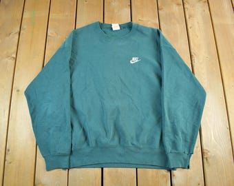 Vintage 1990s Nike Embroidered Mini Swoosh Crewneck Sweatshirt Men's XL / Made in USA / 90s Nike / Sportswear / Athleisure