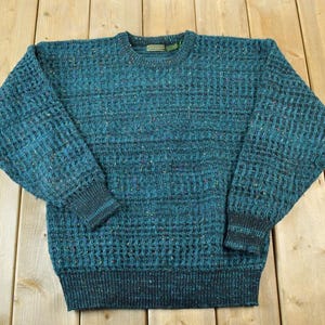 Vintage 1990s Croft And Barrow Wool Knit Abstract Pattern Crewneck Sweater / 90s Crewneck / Preppy Knits