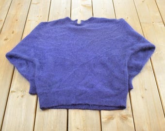 Vintage 1980s Minali Angora Blend Knit Sweater Women's Small / 1990s Button Up / Casual Wear / Preppy / Made in Korea