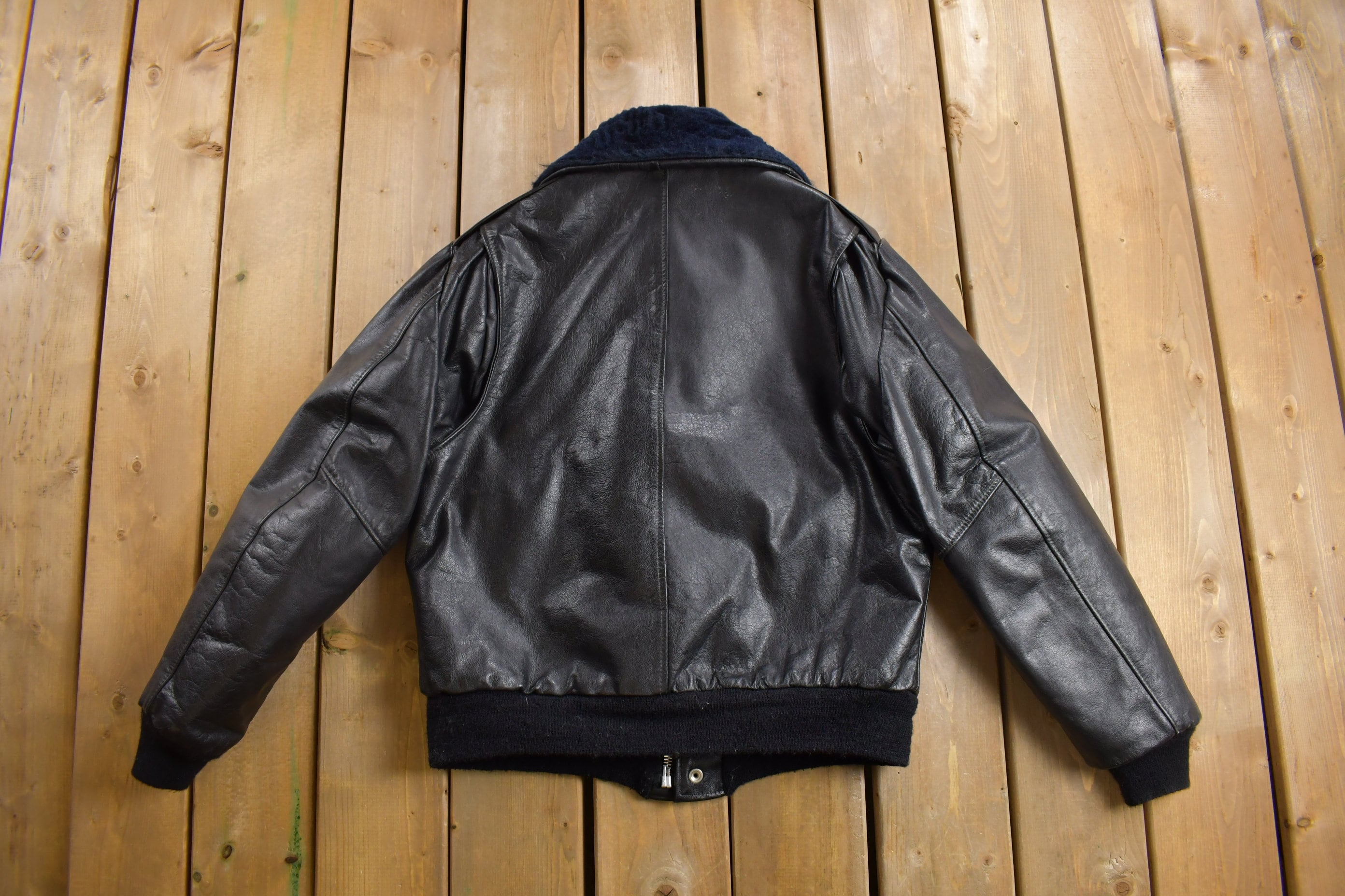 Vintage 1960s Excelled Faux Fur Lined Leather Jacket Leather