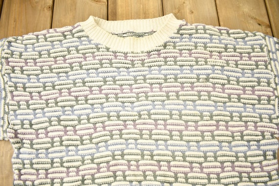 Vintage 1990s 3D Cable Knit Crewneck Sweater / Vi… - image 3