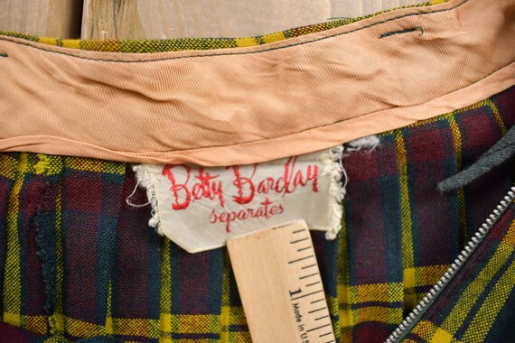 VINTAGE 70S 80S BROWN RED BETTY BARCLAY PAISLEY FLROAL BELTED WOOL MIDI SKIRT 8