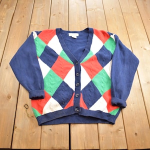 Vintage 1990s ID Sport Colourful Knit Cardigan Sweater