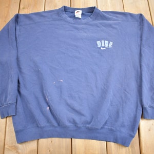 Vintage 1990s Nike Distressed Mini Logo Crewneck Sweatshirt / Vintage Nike / Sportswear / Made In USA / Embroidered