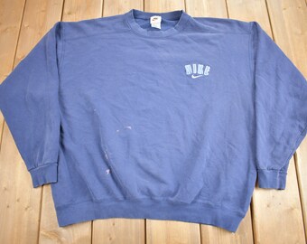 Vintage 1990s Nike Distressed Mini Logo Crewneck Sweatshirt / Vintage Nike / Sportswear / Made In USA / Embroidered