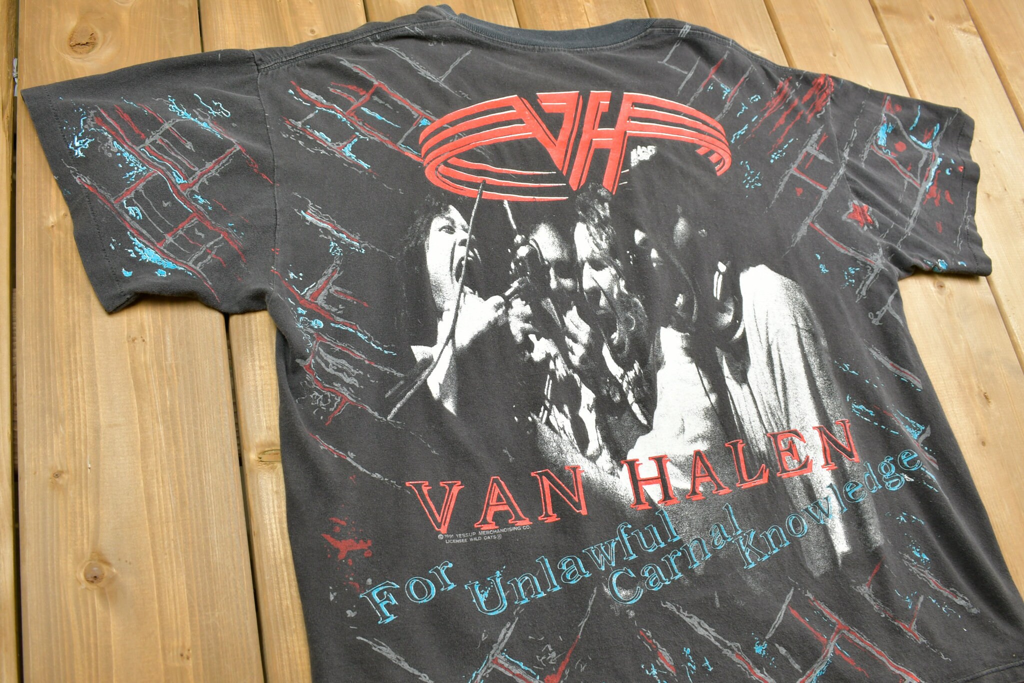 90s VAN HALEN U.S. TOUR Tシャツ　※タグなし 1991 Van Halen Unlawful Carnage All Over Print Tour T-shirt / Band
