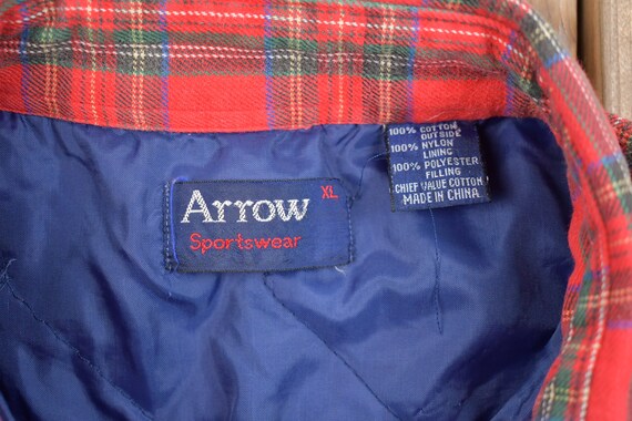 Vintage 1990s Arrow Sportswear Plaid Lined Button… - image 3