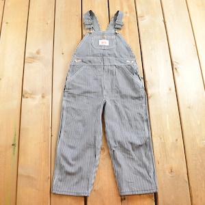 Vintage 1960s Round House Hickory Striped Youth Denim Jean Overalls Size 24 x 15 / Vintage Overall / Made In USA / Streetwear / Kid Overalls