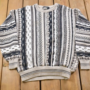 Vintage 1990s Alberto Danti 3D Colored Cable Knit Crewneck Sweater / Vintage 90s Crewneck / Abstract Patterns /  / Streetwear