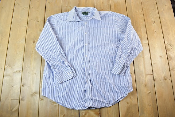 Lauren Ralph Lauren, Vintage 1990s Lauren Ralph Lauren Striped Button Up Shirt Womens XXXL / Vintage Dress Shirt / Striped Button Up / Dinner Shirt