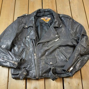 Vintage 1980s Leather Gold Biker Jacket - 44R