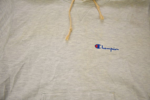 Vintage 1990s Champion Small Logo Grey Hoodie / V… - image 3