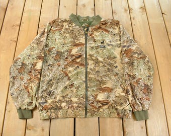 Vintage 1990s King's Outdoor World Tree Camo Bomber Jacket Men's XL / Woodland / Streetwear / 90s / Hunting /