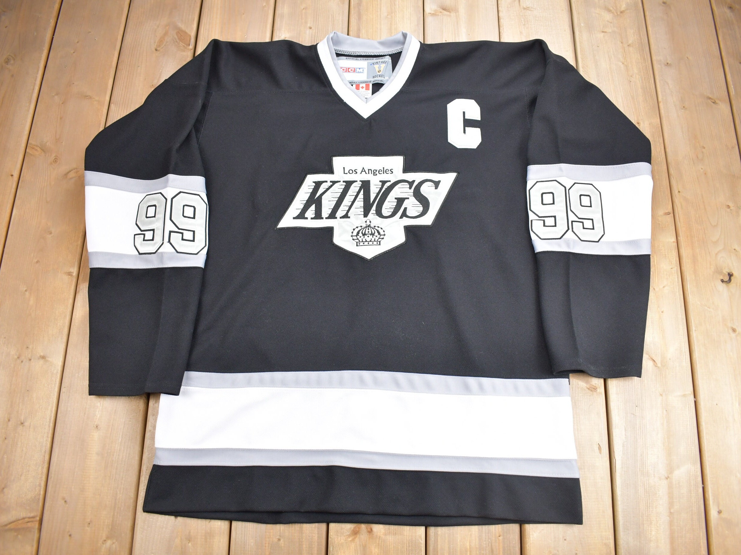 CCM SILVA #75 Los Angeles Kings Hockey Jersey Coat Of Arms LA