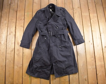 Vintage 2001  Military Black All Weather Trench Coat / Heavy Trench / Full Length Jacket / Streetwear / Removable Liner