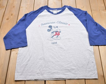 Vintage 1990s American Classic Mickey Mouse Graphic T-Shirt / Graphic / 80s / 90s / Streetwear / Retro Style / Raglan T-Shirt / 90s Disney