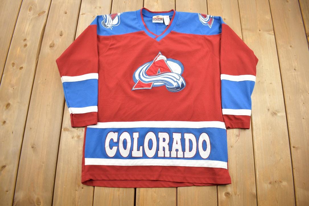 Vintage 1990s Colorado Avalanche NHL Youth Size Hockey Jersey / Sportswear / Embroidered / Sportswear / 90s Avalanche Jersey