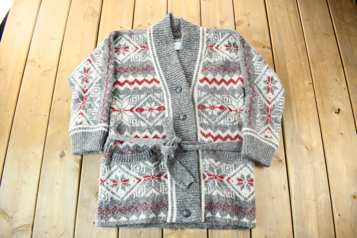 Vintage 1990s Freyja Shawl Collar Knit Cardigan Sweater / Vintage Cardigan / Button Up / Made In Canada, foto 1 di 5