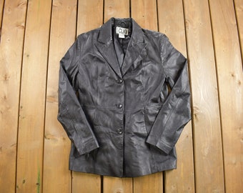 Vintage 1990s Leather Clio Leather Blazer Jacket / Fall Outerwear / Leather Coat / Winter Outerwear / Streetwear Fashion / Womans Blazer