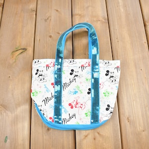 Vintage 1990s Walt Disney Mickey Mouse All Over Print Tote Bag / Vintage Accessory  / Vintage Disney / Mickey & Co