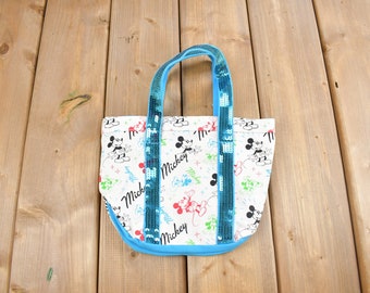 Vintage 1990s Walt Disney Mickey Mouse All Over Print Tote Bag / Vintage Accessory  / Vintage Disney / Mickey & Co