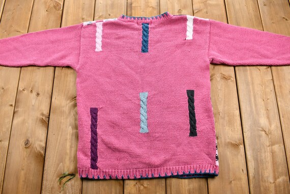 Vintage 1990s Patchwork Knit Sweater / Houndstoot… - image 5