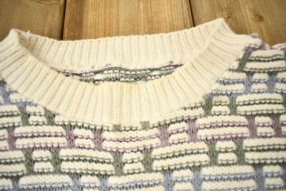 Vintage 1990s 3D Cable Knit Crewneck Sweater / Vi… - image 5