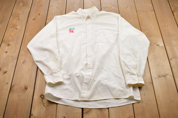Vintage 1990s K-Mart Big Blank Button Up Shirt / … - image 1