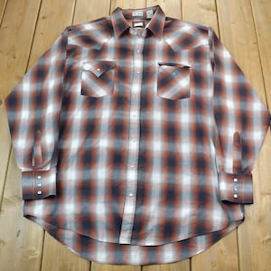 Vintage 1990s Tall Man Plaid Button Up Flannel Shirt/ XL / Red Button Up