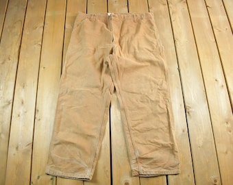 Vintage 1990s Carhartt Distressed Work Pants Adult 40 x 29.5 / 90s Carpenter Pants / Vintage Workwear / Made in USA
