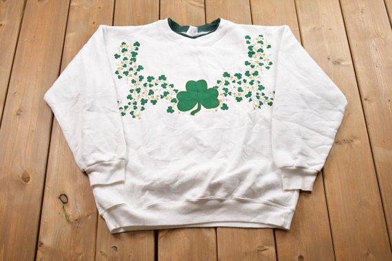 Vintage 1990s Clover Theme Crewneck Sweatshirt / … - image 1