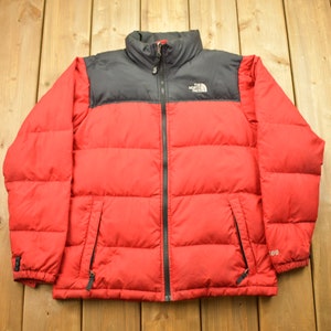 Vintage 1990s The North Face Youth Size Nuptse Puffer Jacket / 600 Series / Vintage Nuptse / Red North Face / Puffer Jacket / Bubble Jacket