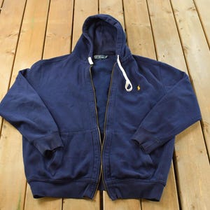 Vintage 1990s Polo Ralph Lauren Blue Thermal Lined Full Zip Hoodie